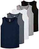 Real Essentials 5 Pack: Men's Dry-Fit Muscle Tank Top Sleeveless Shirts Workout Tees Athletic Gym (Big & Tall Available)- Set 4, 3X Tall