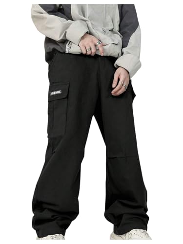 GORGLITTER Boy's Pants Baggy Wide Leg Cargo Pants Casual Y2K Drawstring Waist Joggers 8-16Y2