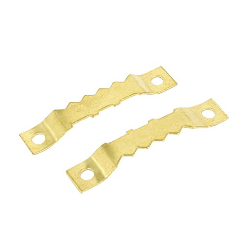 Image of uxcell 45mm x 8mm Double Hole Sawtooth Picture Frame Hanging Hangers 10PCS w Screws