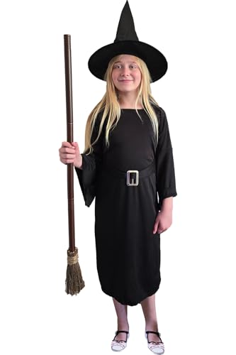 The Fancy Dress Disfraz de bruja de Halloween para niñas, 2 piezas, disfraz de fiesta de 4 a 6 años