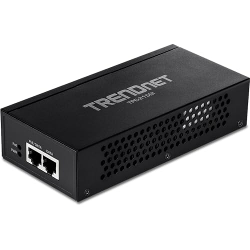 Image of TRENDnet 2.5G PoE+ Injector, TPE-215GI, Supports (15.4W) and (30W), NDAA & TAA Compliant, IEEE 802.3af and 802.3at Compliant, Integrated Power Supply, Up to 100m (328 ft.), Black