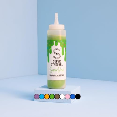 Super Drip Grün Kuchenglasur Cake Melts Schokolade 300g | Drip Cake Glasur für Kuchen Kekse Plätzchen Eis Muffin Torten uvm. | Cake Drip Flasche | Icing Dekoration