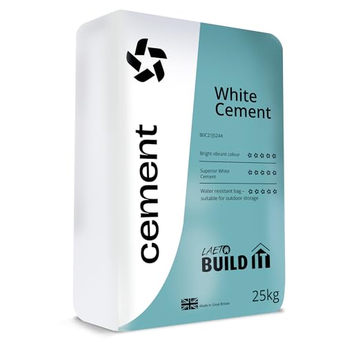 Laeto Build It White Cement Ready Mixed Just Add Water, Ready Mix Cement Suitable For General Purpose Concrete, Mortar, Render Repair & Screed - 1 x 25kg Bag