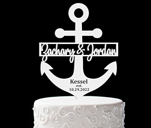 Anchor Wedding Cake Topper- Nautical Topper, Nautical Anchor Wedding Topper, Sailor Wedding, Personalized Anchored In Love Topper #TOP7