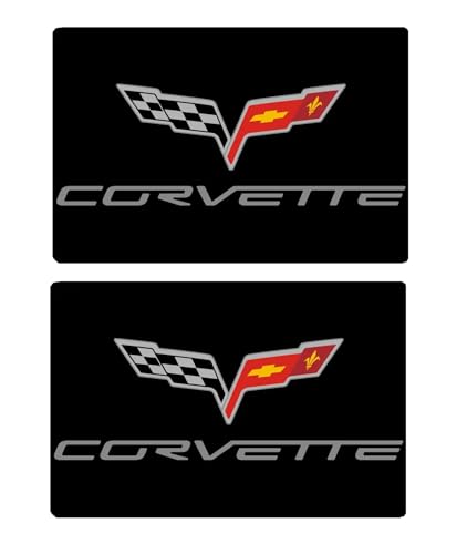 Image of SR1 USA C6 Corvette Sun Visor Label Cover Decal - Set of 2 Domed Emblem Interior Decals Accessories Gloss Black for 2005-2013 Corvettes