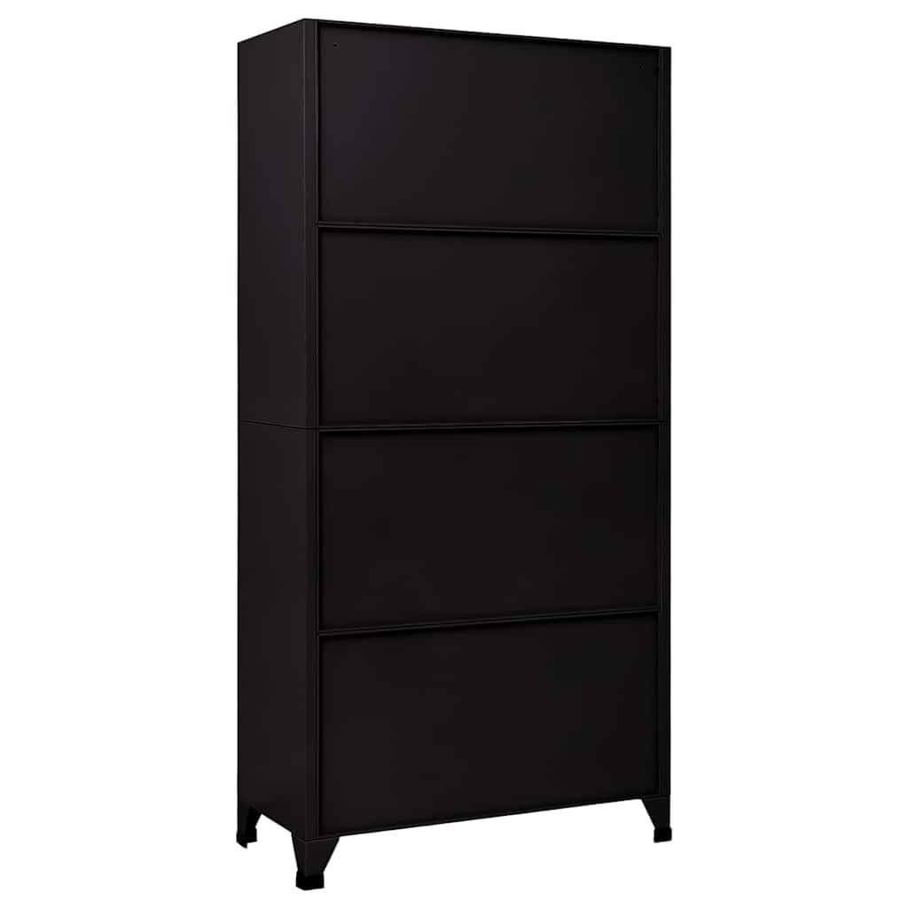 Taquilla de acero negro con 18 compartimentos, 90 x 40 x 180 cm