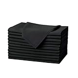 Talvania Cloth Dinner Napkins - 12 Pack Luxuriously Soft & Hotel Quality Cotton Napkin, Brilliant Fabric Napkins (18” X 18”) Perfect for Events, Hotel & Home Use (Black)
