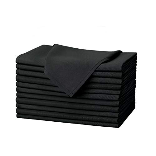 Talvania Cloth Dinner Napkins - 12 Pack Luxuriously Soft & Hotel Quality Cotton Napkin, Brilliant Fabric Napkins (18” X 18”) Perfect for Events, Hotel & Home Use (Black)