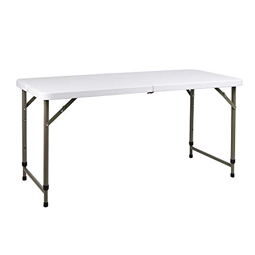 Height Adjustable Catering Folding Table - Heavy Duty Rectangular Trestle Table for Garden, BBQ, Picnic Party, Indoor & Outdoor Use - 200kg Maximum Weight Load - Range of Heights Up to 4ft