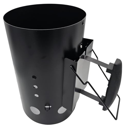 Bambelaa! Grillkohleanzünder Kohle Anzündkamin BBQ Grillanzünder Kamin Grillkamin Grillstarter Grill Holzkohle Ofen Anzünder Kohlestarter Holzkohlegrill Zubehör XXL Groß mit Doppelgriff ca. 19x30,5cm