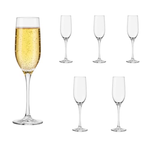 La mejor selección de Copas de ponche los 10 mejores. 43 PALASSI Juego de 6 Copas de Champagne, Vidrio Transparente con Diseño Estilizado y Elegante, Capacidad 185 ml. (6, 185 ml)