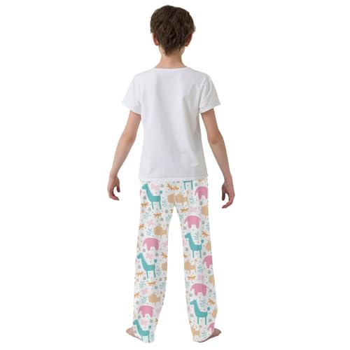 ZZXXB Cartoon Elephant Poodle Boys Long Pants Soft Trousers Elastic Waist Kids Lounge Bottoms with Pockets S-XL3