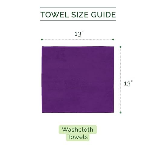 Image of Elegant Comfort 100% Turkish Cotton Corduroy Ribbed Luxury Washcloths 6 Pack Soft 13 x 13 Inch - Higly Absorbent, Durable, Quick Dry, Spa Premium Hotel Quality for Bathroom or Travel, Purple