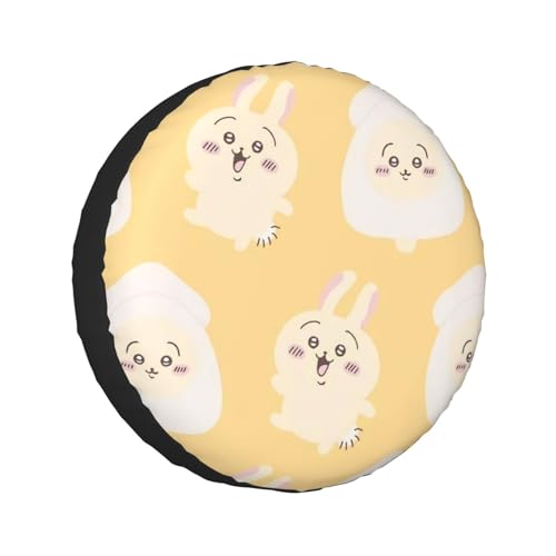 タイヤカバー ちいかわ うさぎ スペアタイヤカバー おしゃれ タイヤ収納 防塵 防水 防紫外線 日焼け止 汚れ防止 劣化対策 タイヤバッグ 持ち運び便利 取付簡単 カー用品 14〜17インチ 屋外 軽自動車 普通車 汎用 17インチ:直径80-83cm