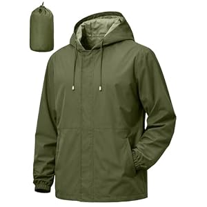 Men’s Rain Jacket Waterproof Windbreaker Raincoat Cycling Running Hiking Golf Travel Gear Hood Lightweight Packable