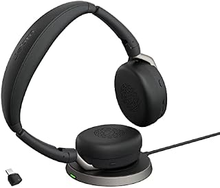 Jabra Evolve2 65 Flex bezprzewodowy zestaw słuchawkowy stereo z Bluetooth, redukcja szumów Jabra ClearVoice i hybrydowa ANC, certyfikat dla MS Teams - czarny