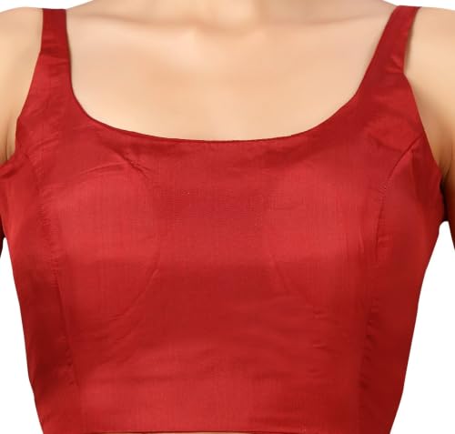 Image of Studio Shringaar Women's Polyester Sleeveless Satin Padded Saree Blouse