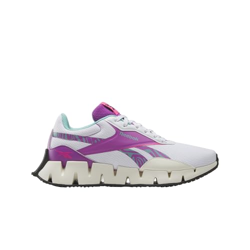 Reebok Women's Zig Dynamica STR Sneaker, Footwear White/Vintage Chalk/Purple Rave, 7.5