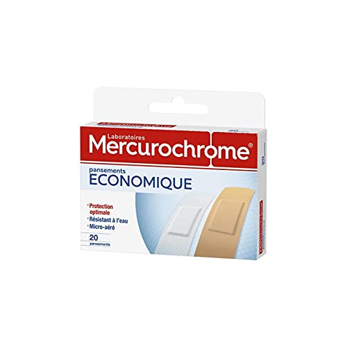 Pansements Mercurochrome Économique lot de 4 boîte de 20 unités soin des plaies superficielles