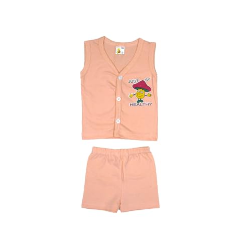 Image of New Born Baby Unisex Breathable Cotton Sleeveless Button Jhabla Dress | Boy & Girl Baby Clothe Size From 3 Months | Jabala Set for New Born | Pack Of 5 Combo