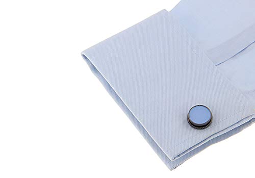 Mancuernillas redondas azules vintage para hombres Daesar miniatura 3