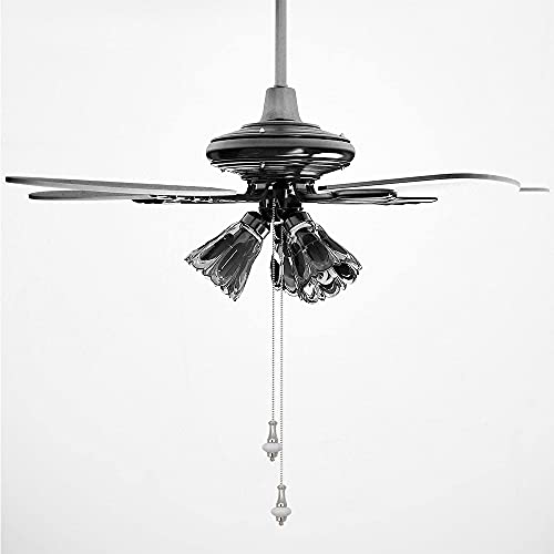 Image of Ceramic Ceiling Fan Pull Chain Set, 2Pieces Silver Decorative Fan Pull Chain Pendant Extension, 12 Inches Lighting & Fan Beaded Ball Fan Cord Extender with Connector(White)