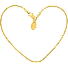 LIFETIME JEWELRY Womens Gold Anklet 1.5mm Snake Chain Ankle Bracelet 24k Real Gold Plated