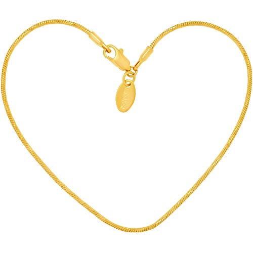 LIFETIME JEWELRY 1.5mm Snake Chain anklet for Women & Girls 24k Real Gold Plated (9)
