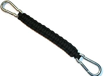 RedVex 550 lb Paracord/Survival Cobra Style Lanyard with 220 lb Steel Carabiners - 12" - Black