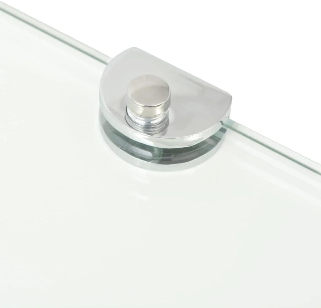 Corner Shelves, Floating Shelf Wall Bracket, Storage Shelf for Bedroom, Living Room, Bathroom, Kitchen, Office, Pack of 2 with Chrome-Plated Brackets, Glass, Transparent