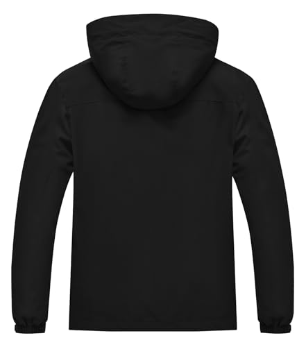Huayuzh Jacke Herren Softshelljacke Wasserdichte Atmungsaktiv Winddichte Regenjacke Leichte mit Kapuze Laufen Wandern Schwarz M