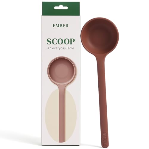 Image of Ember Cookware Silicone Ladle 30.5 cm | Platinum Grade Food Safe Soup & Curry Ladle | Heat Resistant up to 230C | Deep Bowl Serving Spoon for Cooking | Seamless Unibody Design | Terracotta