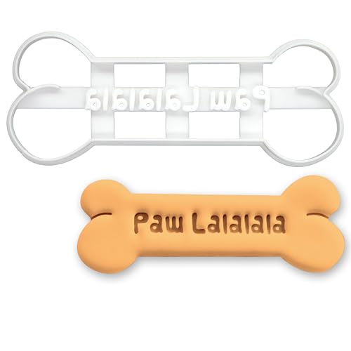 BAKERLOGY パウラララ ボーンクッキー型 ? 英語で「Paw Lalalala」と刻印された骨型クッター、犬用おやつやフェスティブベーキングにぴったり