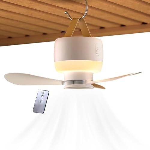 Byeaon Ventilador De Velocidad Ajustable, Ventilador De Campamento, Enfriamiento De Control Remoto Con Techo Con Alimentación USB, Configuración Ajustable De 3 Velocidades, Uso Versátil, 17.3x13.6x9c