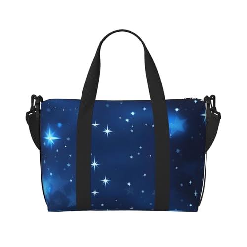 Blue Shining Stars Pattern Print Hand Travel Bag,Gym Bag,Weekend Travel Overnight Bag,Tote Bag Sports Bag For Women Men