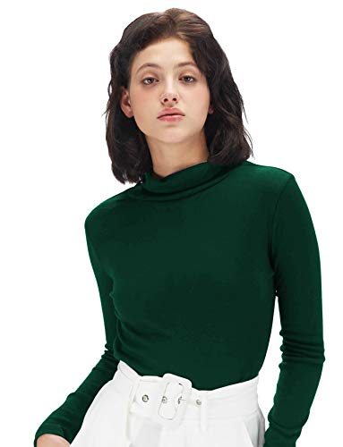 Image of Fabricorn Stylish Black Turtle Neck Cotton Tshirt for Women (Black)