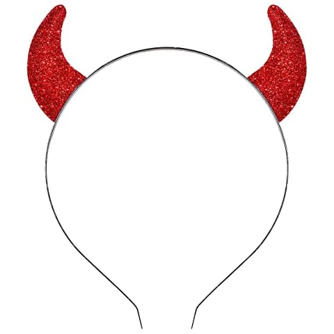 NEVEF Halloween Devil Horns Headband for Women Shining Halloween Headband Costume Party Accessory for Men (Glitter Devil Horn) Cover