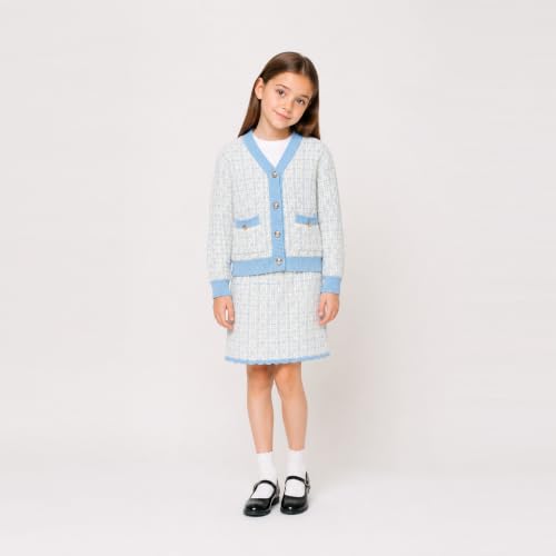 Image of Mud Kingdom Cute Little Girls Ribbed Knit Cardigan Skirt Set School Style