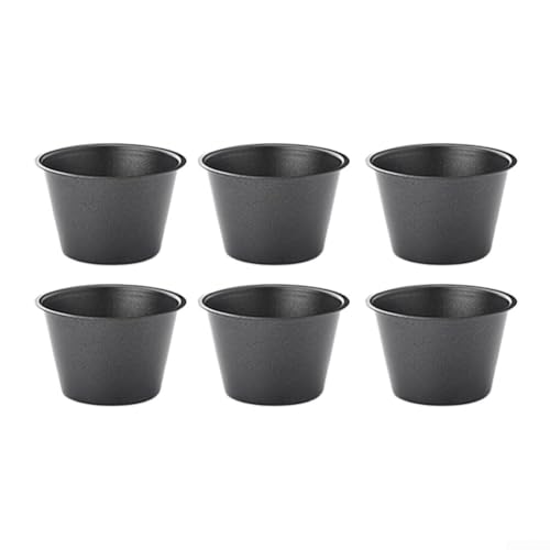 Juego de moldes apilables para magdalenas, hecho de acero al carbono, incluye tarta de huevo redonda y formas de taza de pudín, se adapta a freidoras de aire y hornos de cocina pequeños (taza alta de