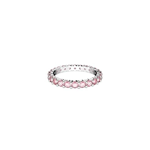 SWAROVSKI Matrix Ring, Pink Crystals on a Rhodium Finished Band, Size 5, Part of the Matrix Collection
