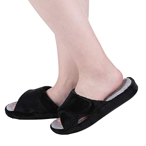 Shevalues Open Toe House Sippers For Women With Arch Support Adjustbale Slide On Spa Home Slippers Mothers Day Gifts For Mom And Grandma Black 39 thumb #1