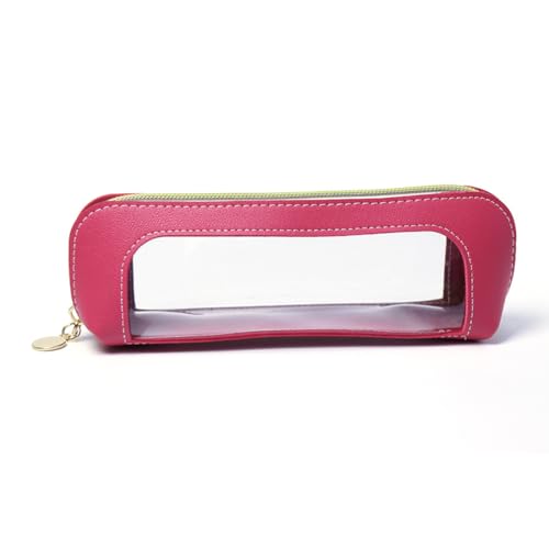VOMZIKL Bolso de Maquillaje Transparente Pequeño, Estuche de Viaje para Brochas de Maquillaje en PU, Organizador de Cosméticos Impermeable Portátil con Cremallera para Mujer (B)