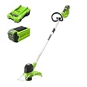 Greenworks 40V Tagliabordi a Batteria per Giardini Medi, Altezza Regolabile, Ampiezza di Taglio 30cm, Filo di Nylon da 1,65mm con Autofeed, Batteria 40V 2Ah e Caricabatterie, Garanzia 3 Anni G40LTK2