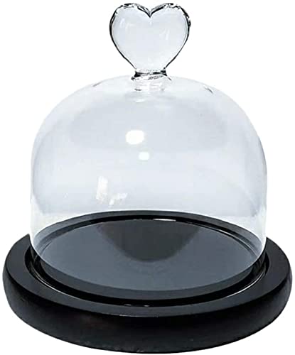 Heart Cake Plate with Lid Rose Glass Dome Glass Bell Glass Cheese Dome Cake Bell Cake Dome Food Dome Cover Cake Covering Hood for Miniature Ornament Dessert Stand-1Pcs