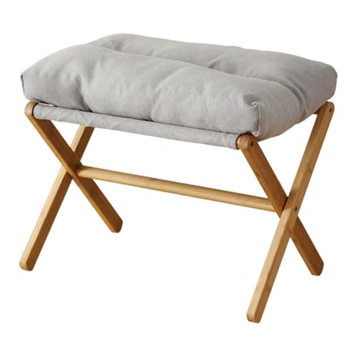 COMFOLIVING Ba- Taburete de entrada tapizado de terciopelo, reposapiés de esponja de rebote, reposapiés, reposapiés, asiento acolchado alto para dormitorio, sala de estar, tocador