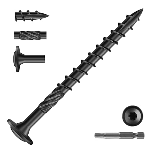 Image of #14 x 3 Inch Lag Screws (39Pcs) 1lb. Structural Wood Screw, Black, Carbon Steel, Washer Head, Rust Resistant epoxy Coated, T30 Star Bit