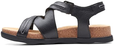 Clarks Women's Brynn Ave Flat Sandal, Black Leather, 9 | Image 4