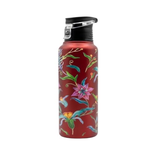 Image of VOIK Printed Stainless Steel Water Bottles for Kids, Office, Sports & Travel (750 ML) (Floral-Flipper)
