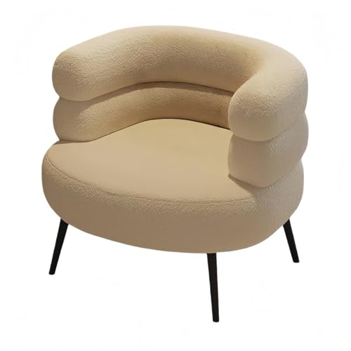 KUBERAS 北欧風 スツール 1人掛け ソファ ファブリックチェア 羊羔? コンパクト リビング 寝室 くつろぎ インテリアチェア 一人用ソファー ひとりがけ椅子 (オフホワイト,スポンジクッション)