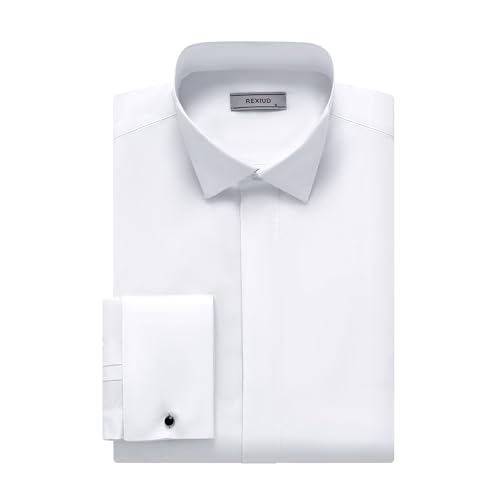 Amazon.com: REXIUD Men's Tuxedo Shirt Hidden Button Wing Collar French Cuffs Dress Shirt Solid (US, Alpha, X-Small, Regular, Regular, White) : Clothing, Shoes & Jewelry Amazon.com: REXIUD Men's Tuxedo Shirt Hidden Button Wing Collar French Cuffs Dress Shirt Solid (US, Alpha, X-Small, Regular, Regular, White) : Clothing, Shoes & Jewelry